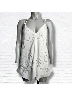 Cynthia Steffe White Laser-cut Tie-up Summer Tank Top Size M